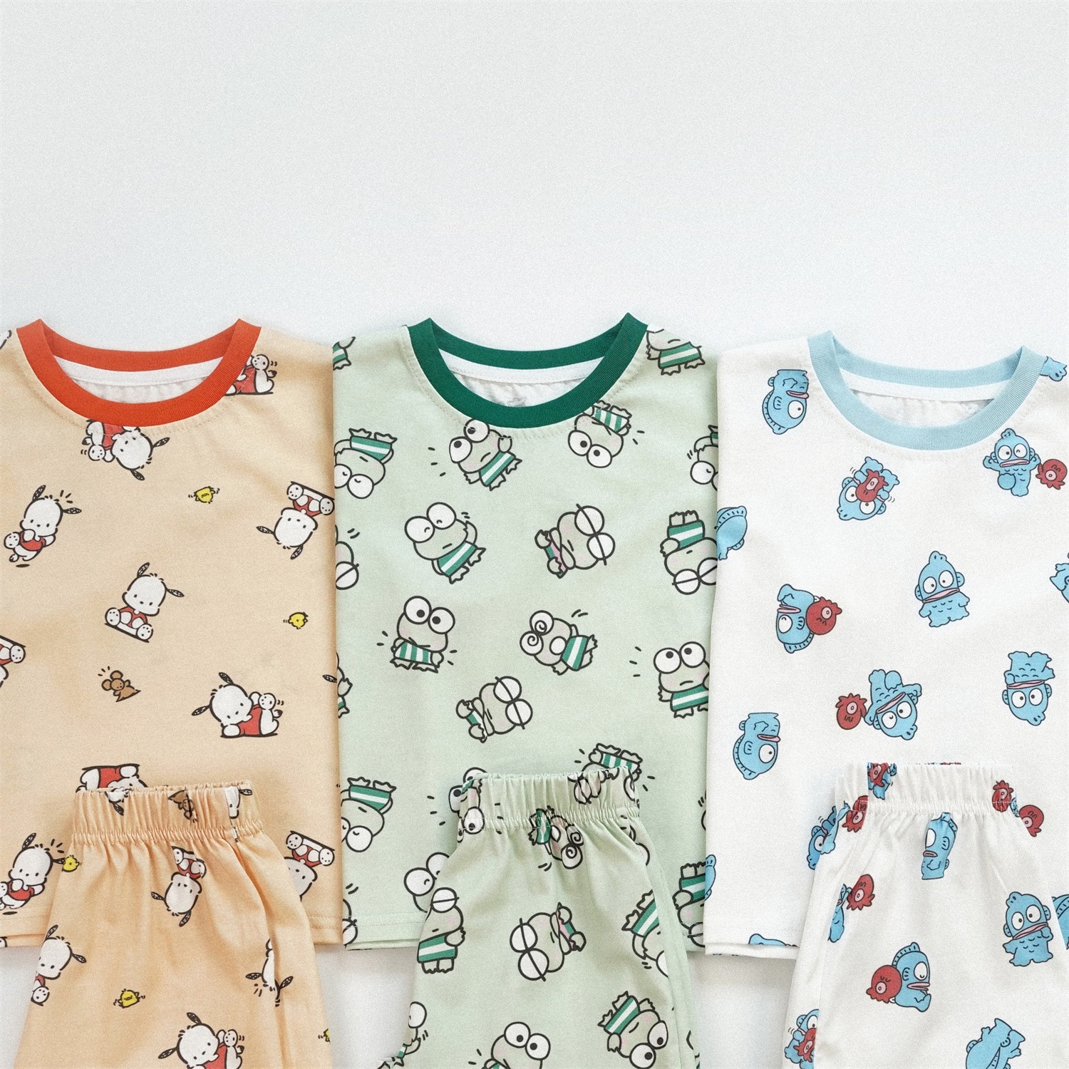 三色日系圓領套裝