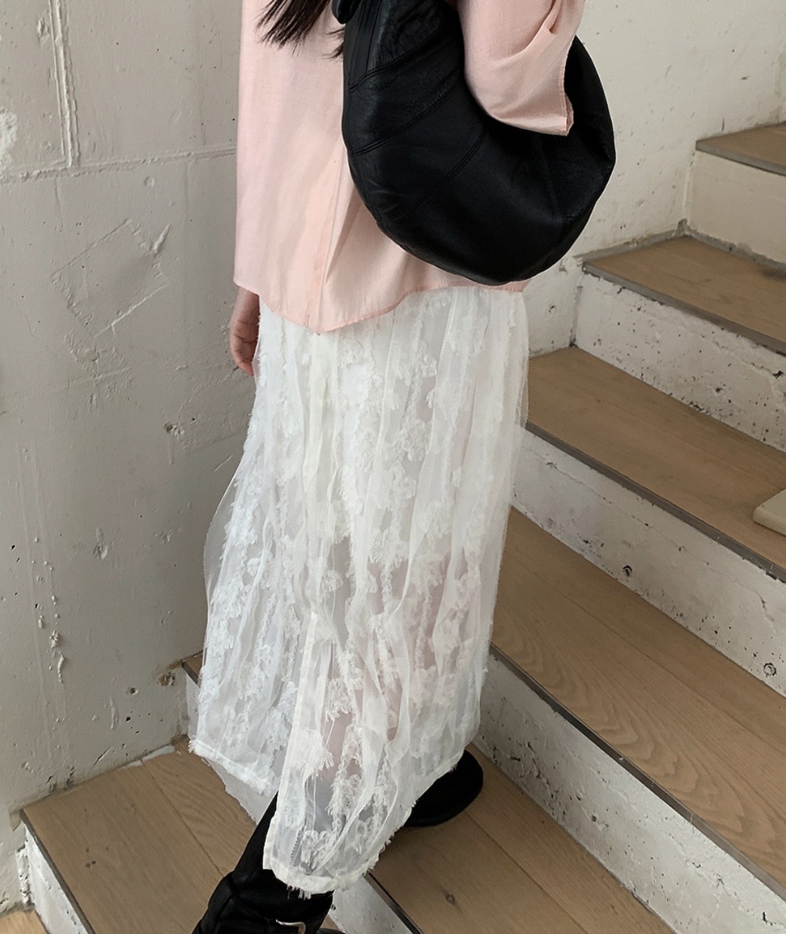 Floral lace banding skirt