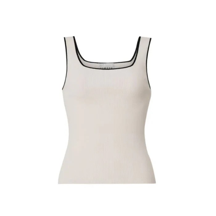 1EA0408-208 [EDWARD ACHOUR] Contrast-Trim Ribbed Knit Tank White #101512/1095 (EU)