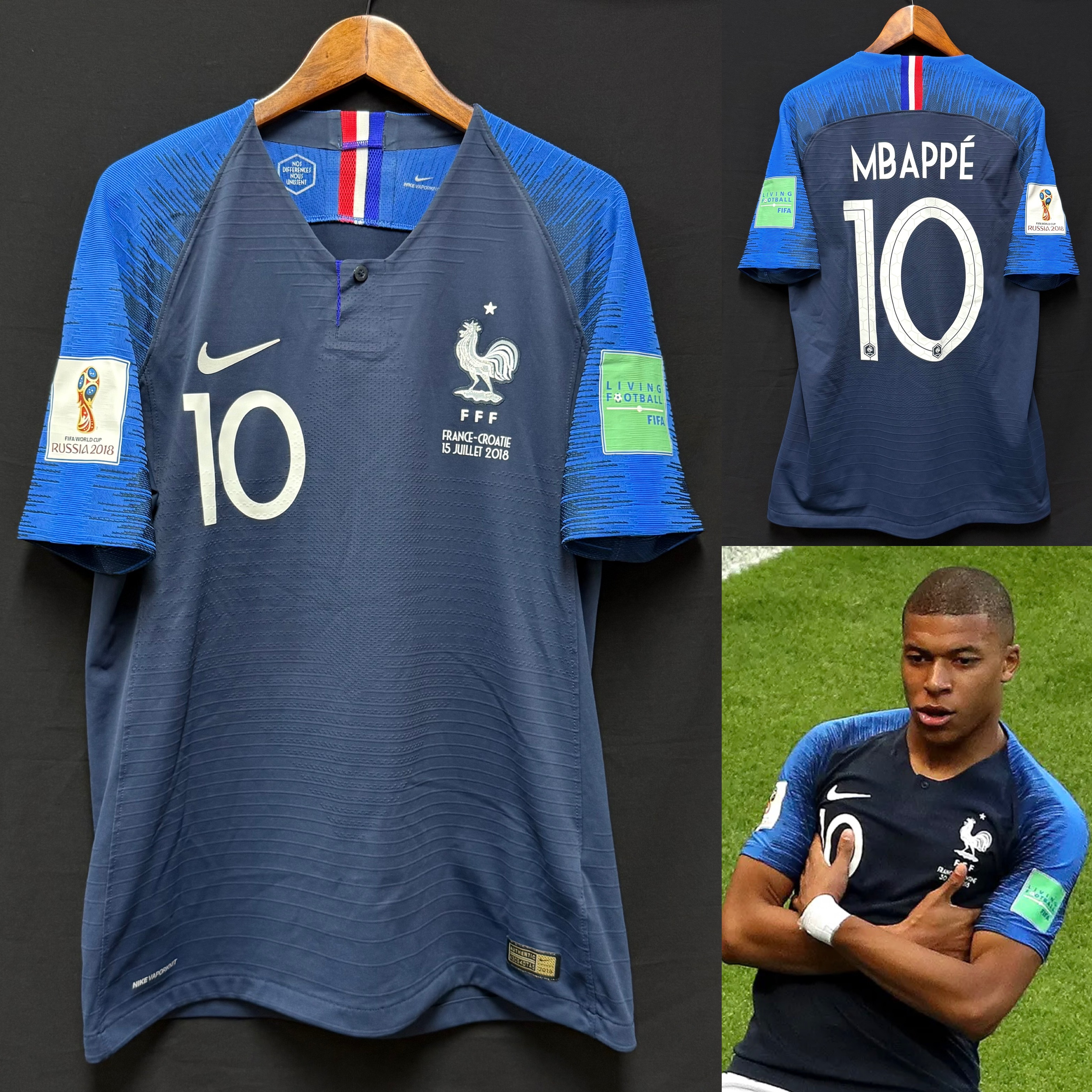 France 2018 FIFA World Cup Final Nike Home Authentic Player Shirt #10 MBAPPE