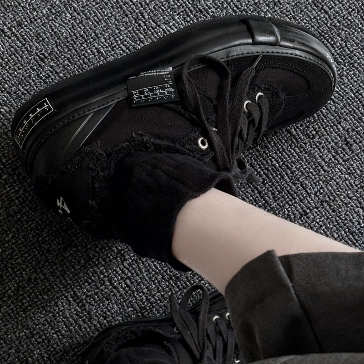 【代購】xVESSEL 解構翻毛皮帆布德訓鞋  黑魂配色｜厚底增高｜男女同款