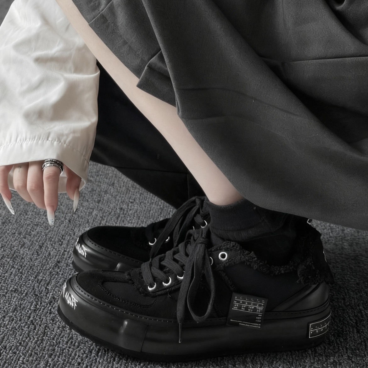 【代購】xVESSEL 解構翻毛皮帆布德訓鞋  黑魂配色｜厚底增高｜男女同款