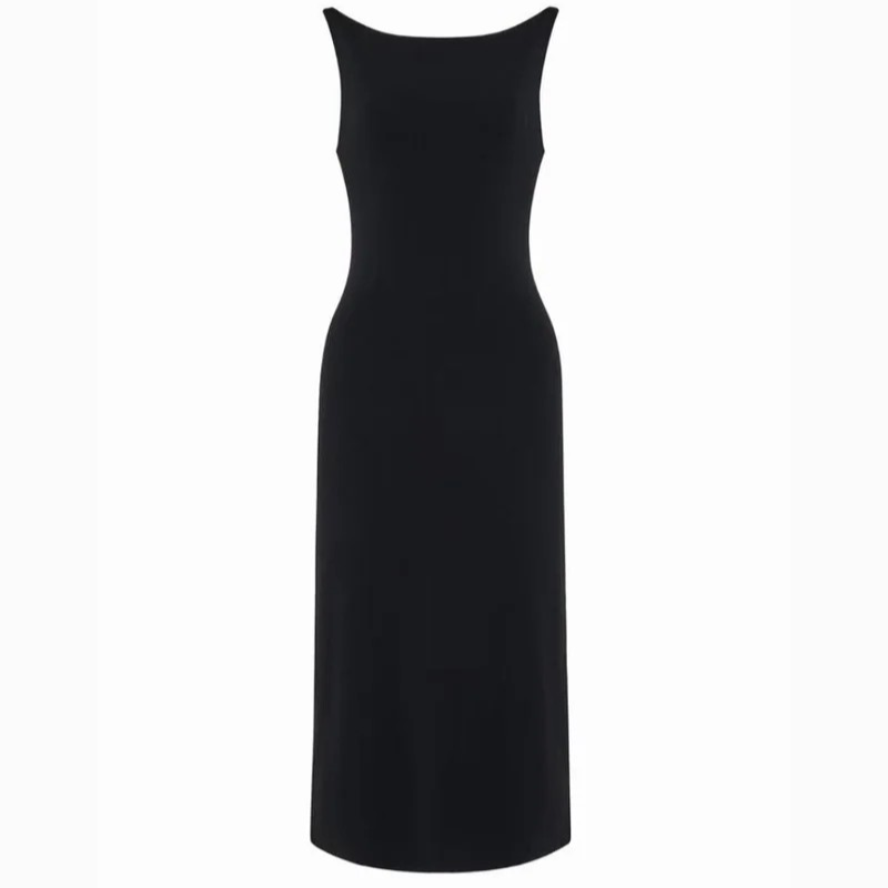 1EA0408-206 [EDWARD ACHOUR] Scoop-Back Column Dress Black #101507/1095 (EU)