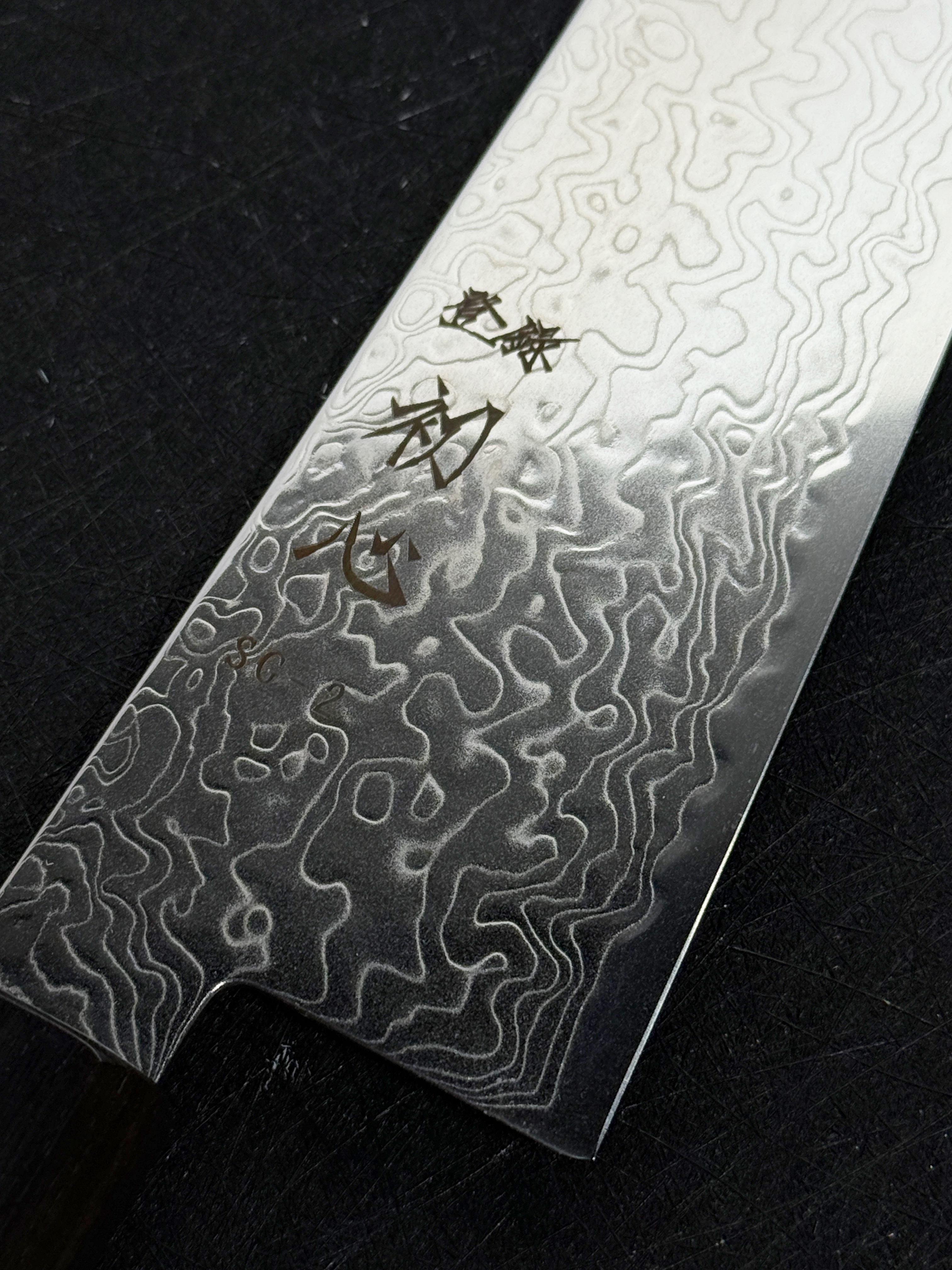 Hatsukokoro Ryuhyo SG2 Damascus Santoku Ebony Handle