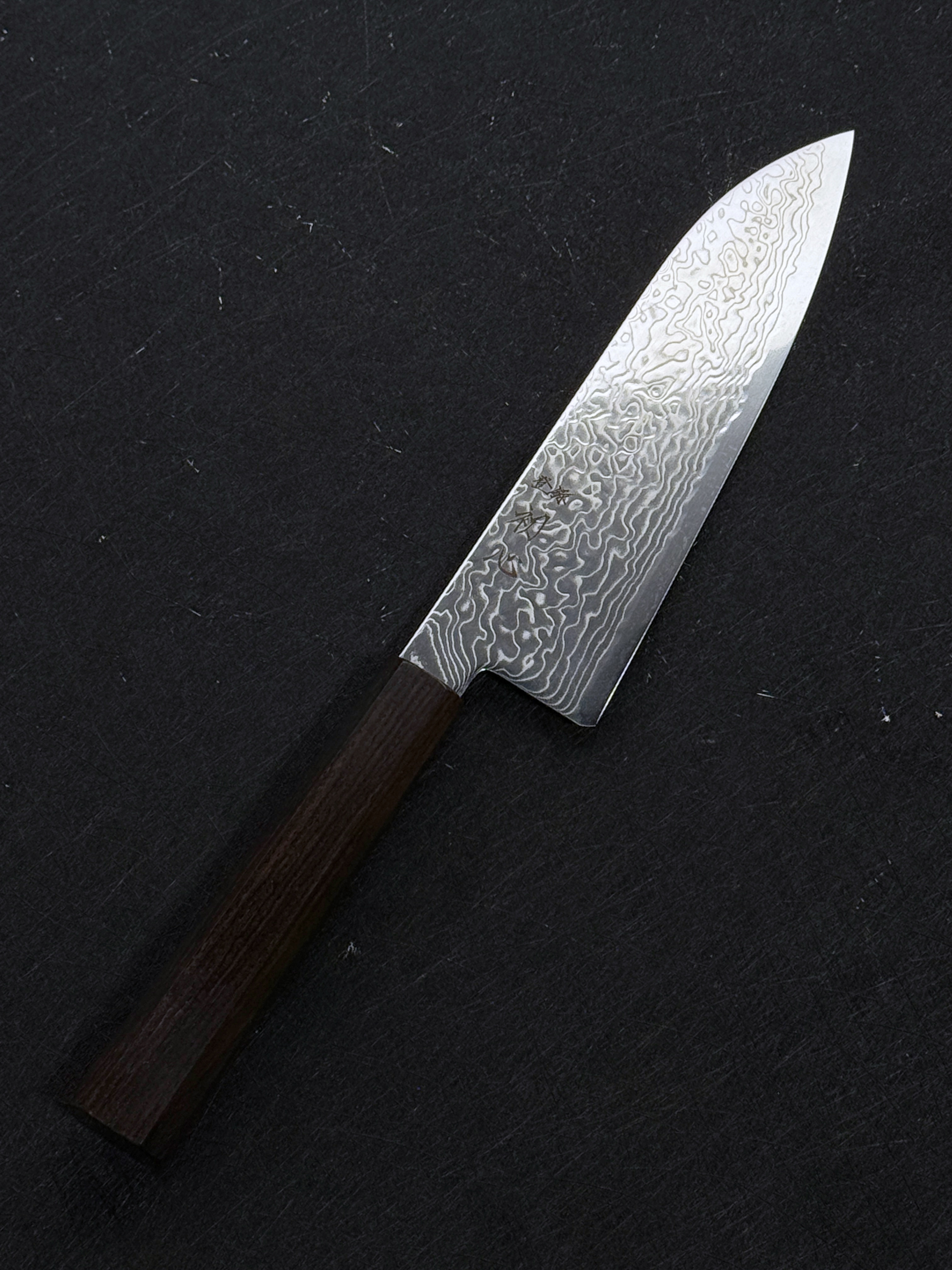 Hatsukokoro Ryuhyo SG2 Damascus Santoku Ebony Handle