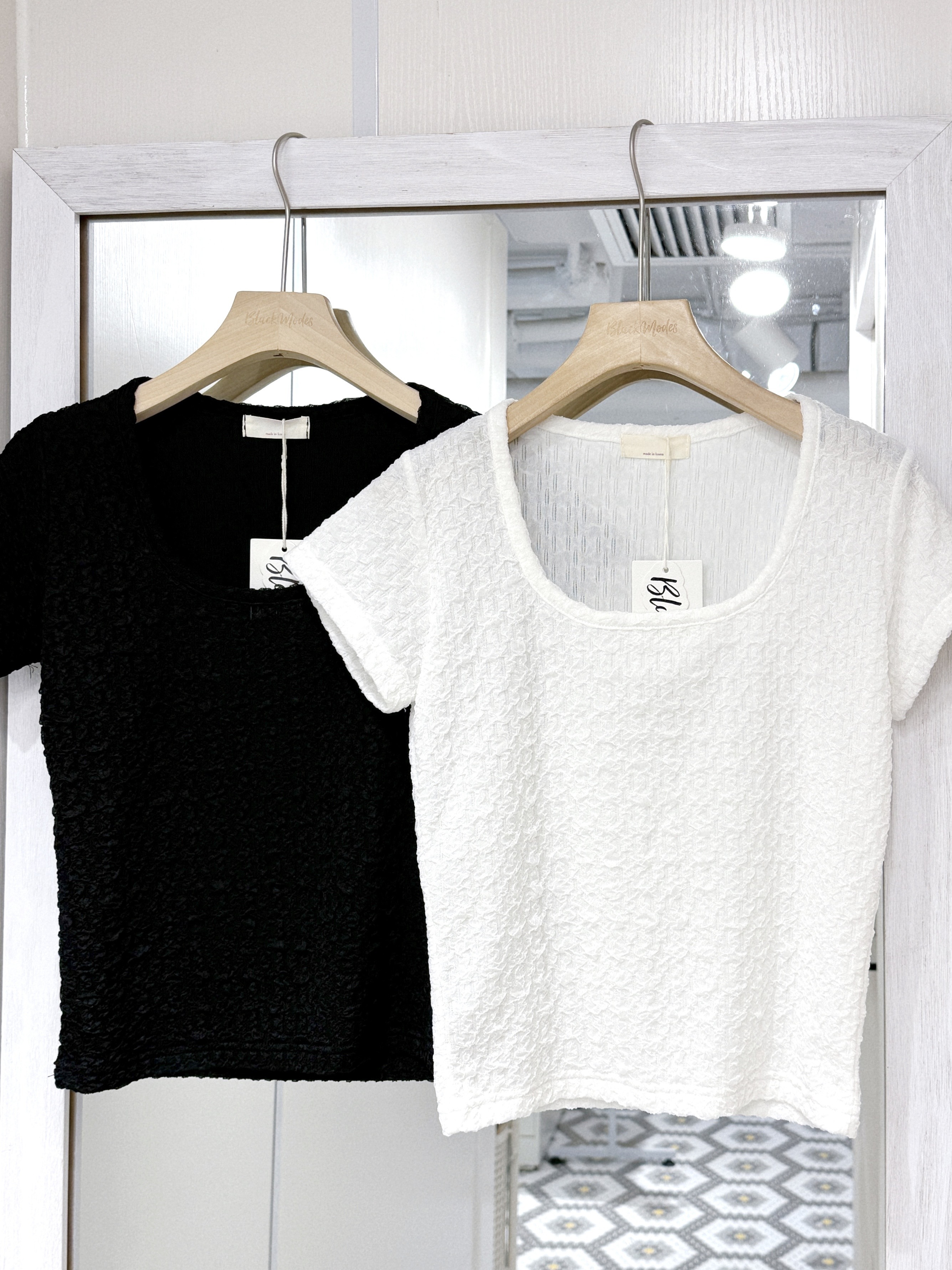 T1383｜韓系簡約大U領皺皺短袖上衣˚☁️𓍯₊⋆