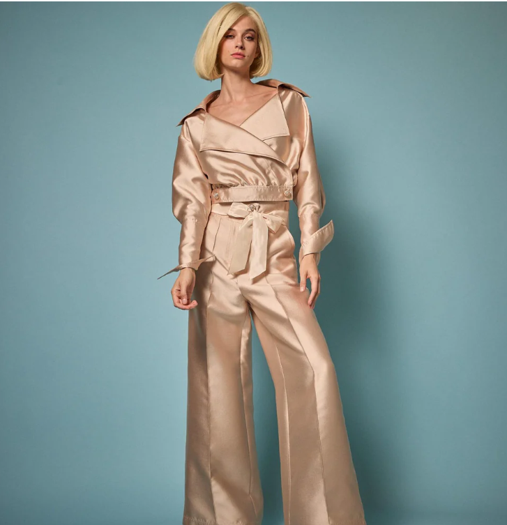 1EA0408-187 [EDWARD ACHOUR] Sailor Button Palazzo Pants Beige #100916/1027 (EU)