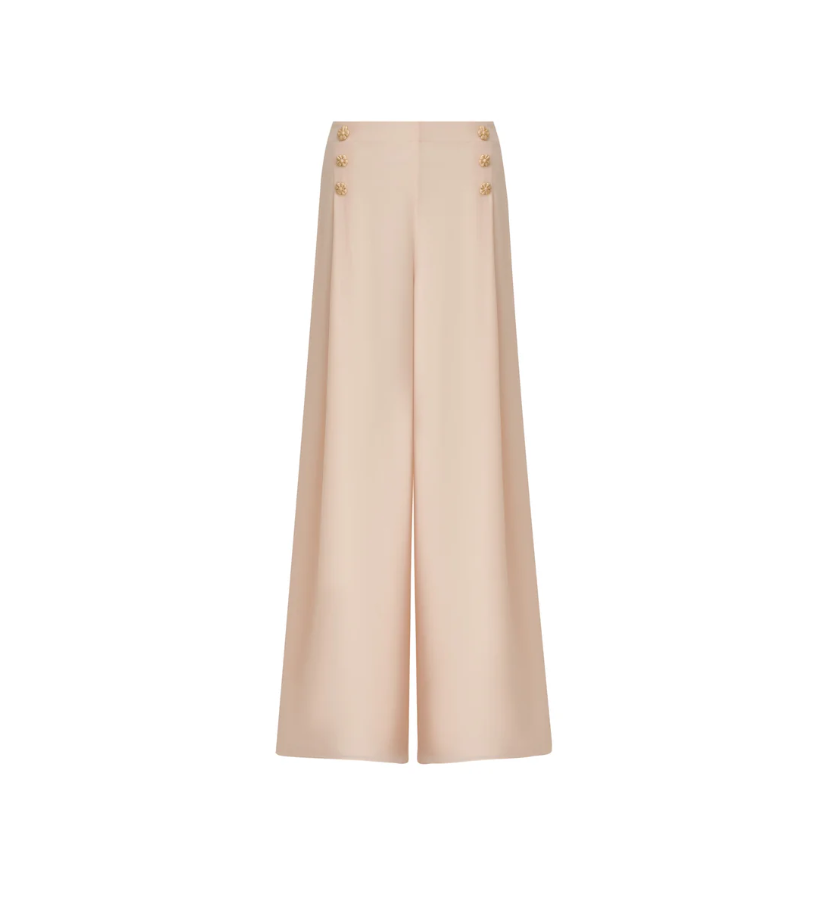 1EA0408-187 [EDWARD ACHOUR] Sailor Button Palazzo Pants Beige #100916/1027 (EU)