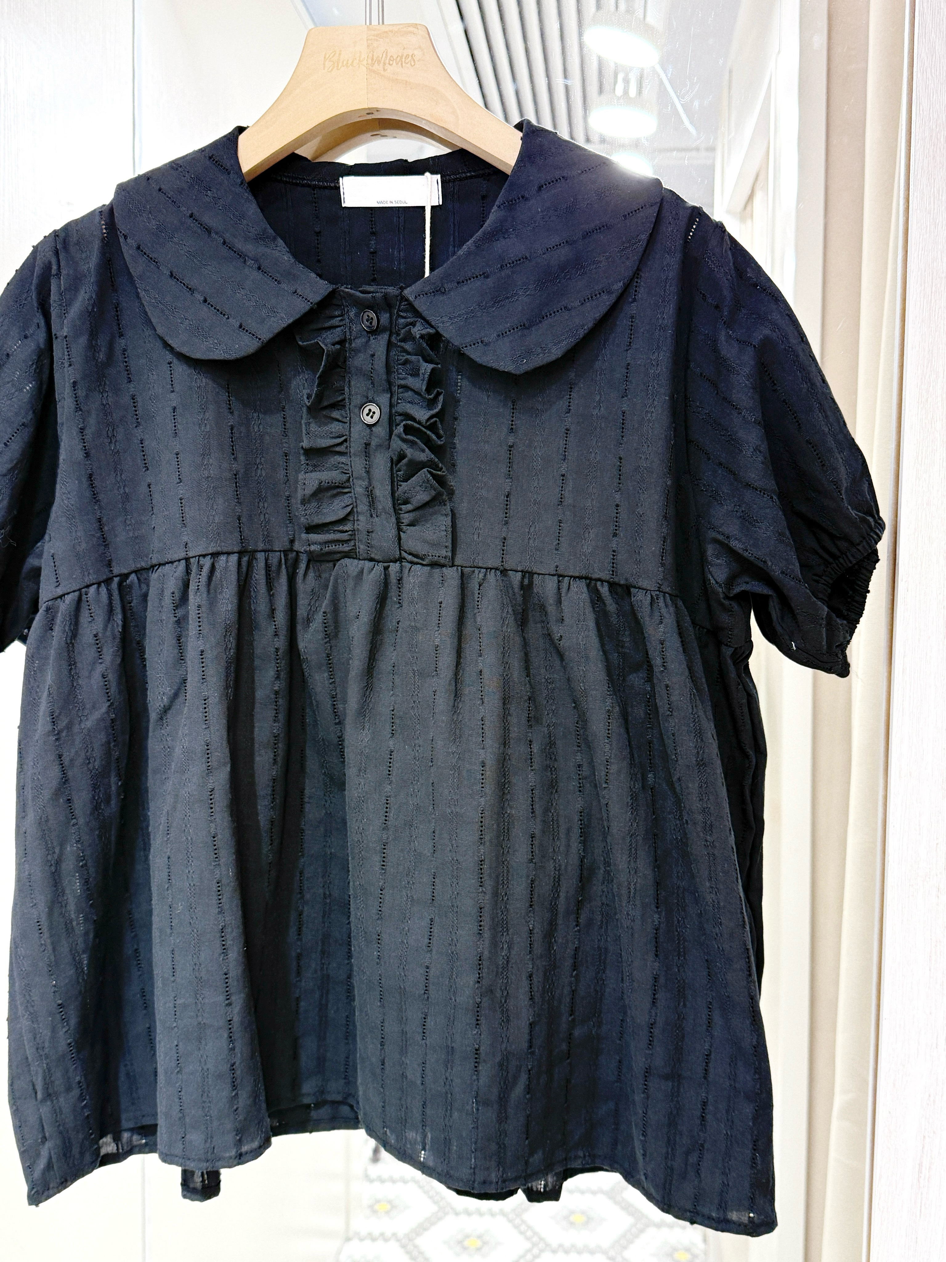 T1382｜元氣滿滿♡̴⟡.˚娃娃領ruffle鈕扣短袖恤衫上衣❤︎₊ ⊹