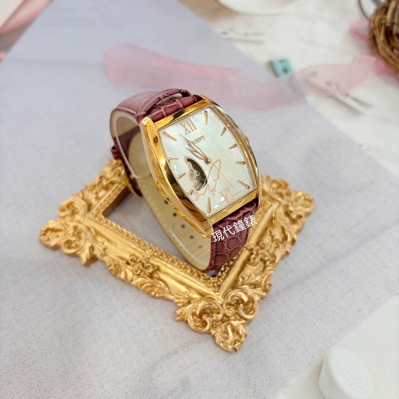 【Orient東方】優雅蝴蝶貝母機械錶FDBAE003W 33mm 現代鐘錶