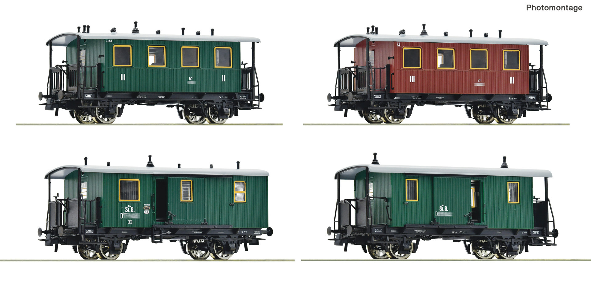 Roco 6200190 HO scale 4 piece set: Passenger train, kkStB