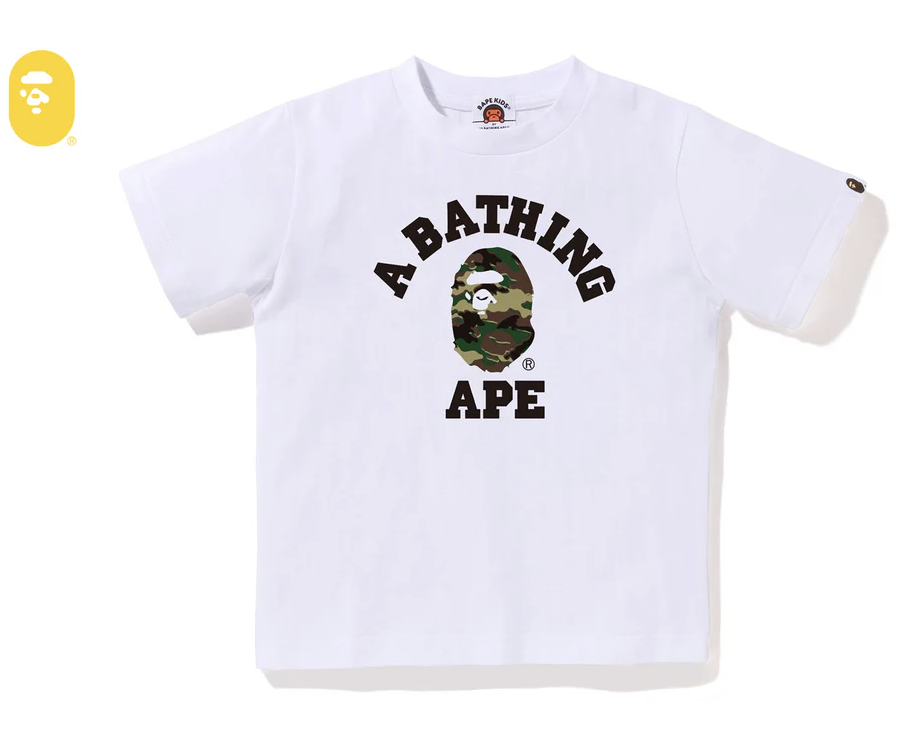 【BAPE童裝】0404發售GLITCH WOODLAND CAMO COLLEGE TEE