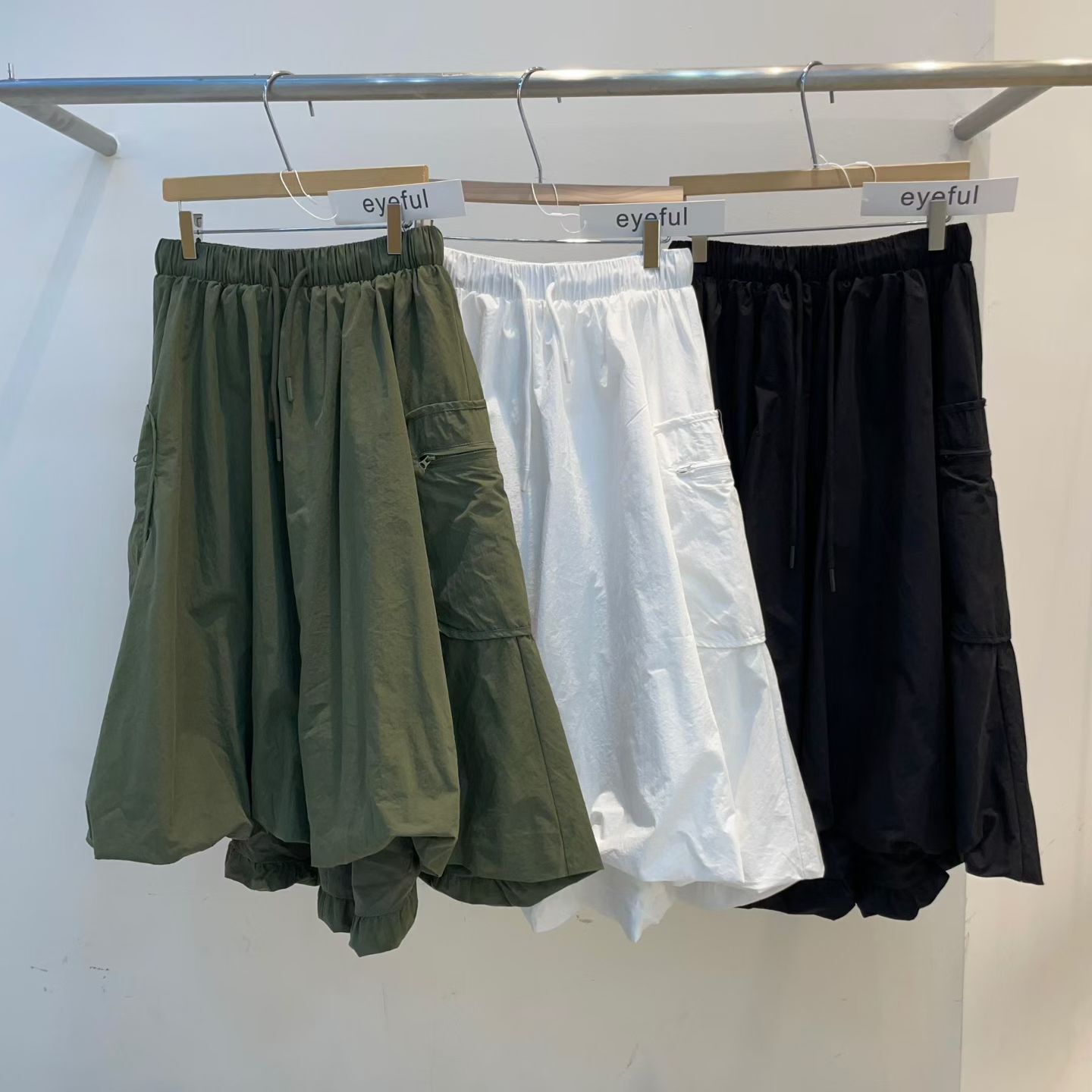 EY6003 橡筋拉鏈口袋工裝泡泡裙