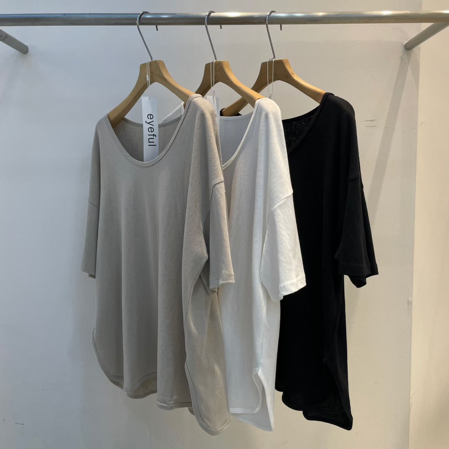 EY6005 慵懶U領側開衩上衣