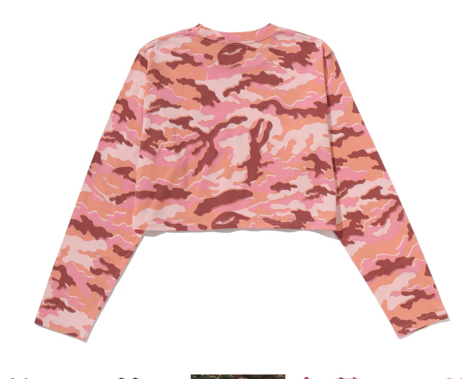 【BAPE女生】0404發售GLITCH WOODLAND CAMO BAPE CROPPED L/S TEE