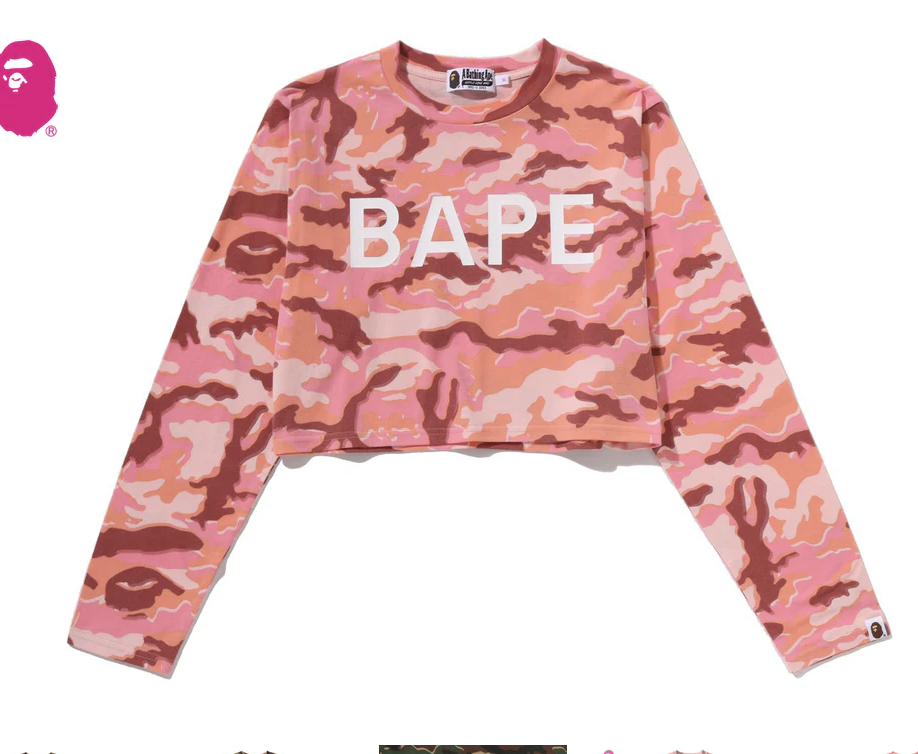 【BAPE女生】0404發售GLITCH WOODLAND CAMO BAPE CROPPED L/S TEE
