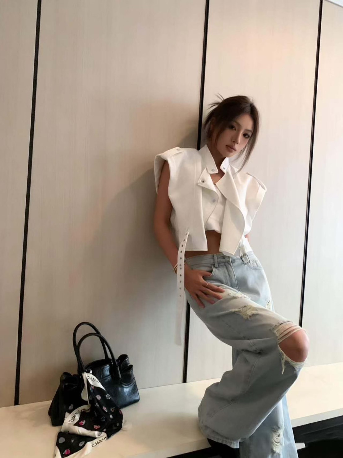 帥氣短版風衣背心