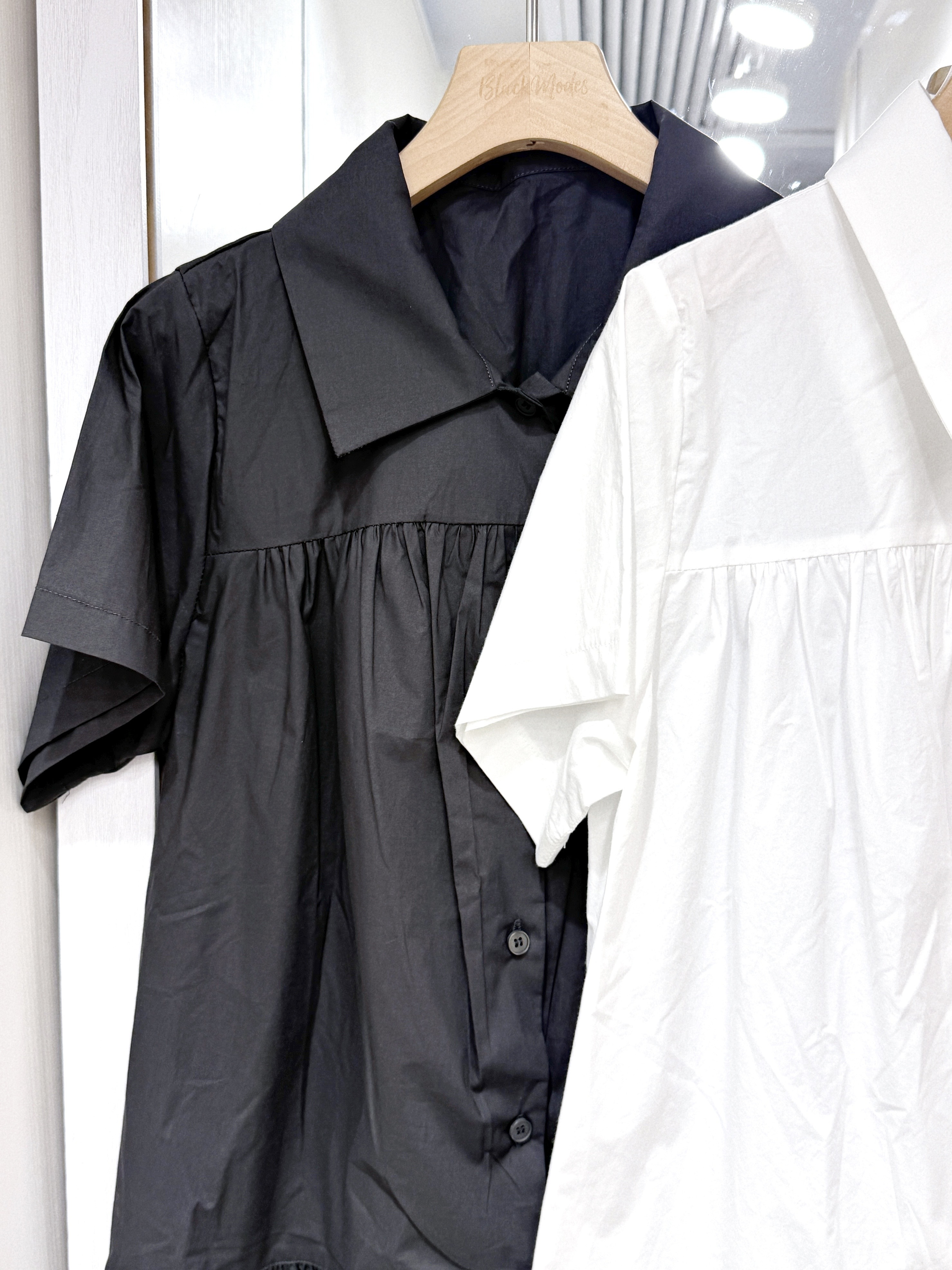 T1387｜卡哇依polo領雙層ruffle短袖恤衫上衣♡ಎ