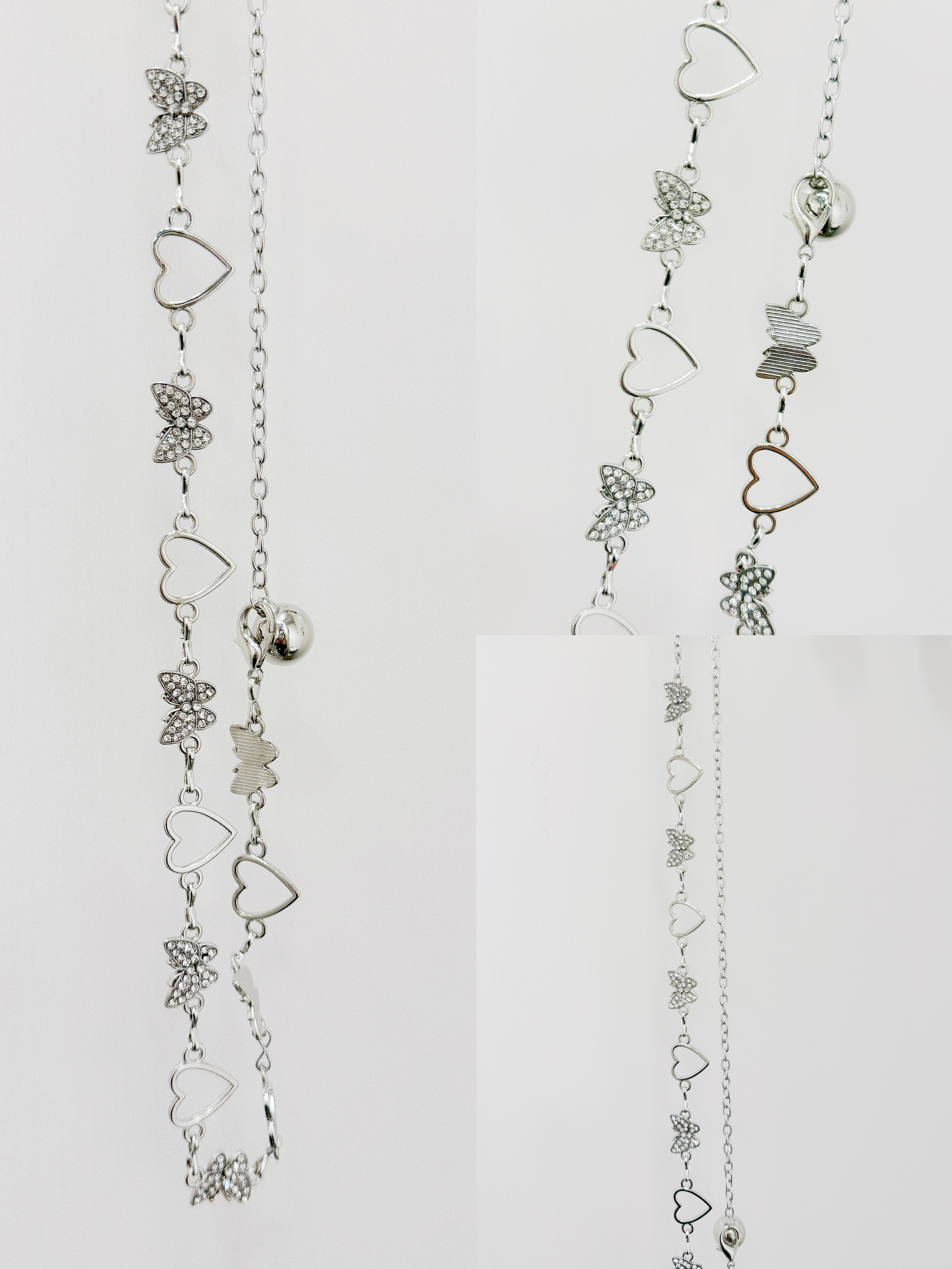 A0322｜小優美縷空心心鑽鑽蝴蝶腰鏈⊹ ₊ ݁.