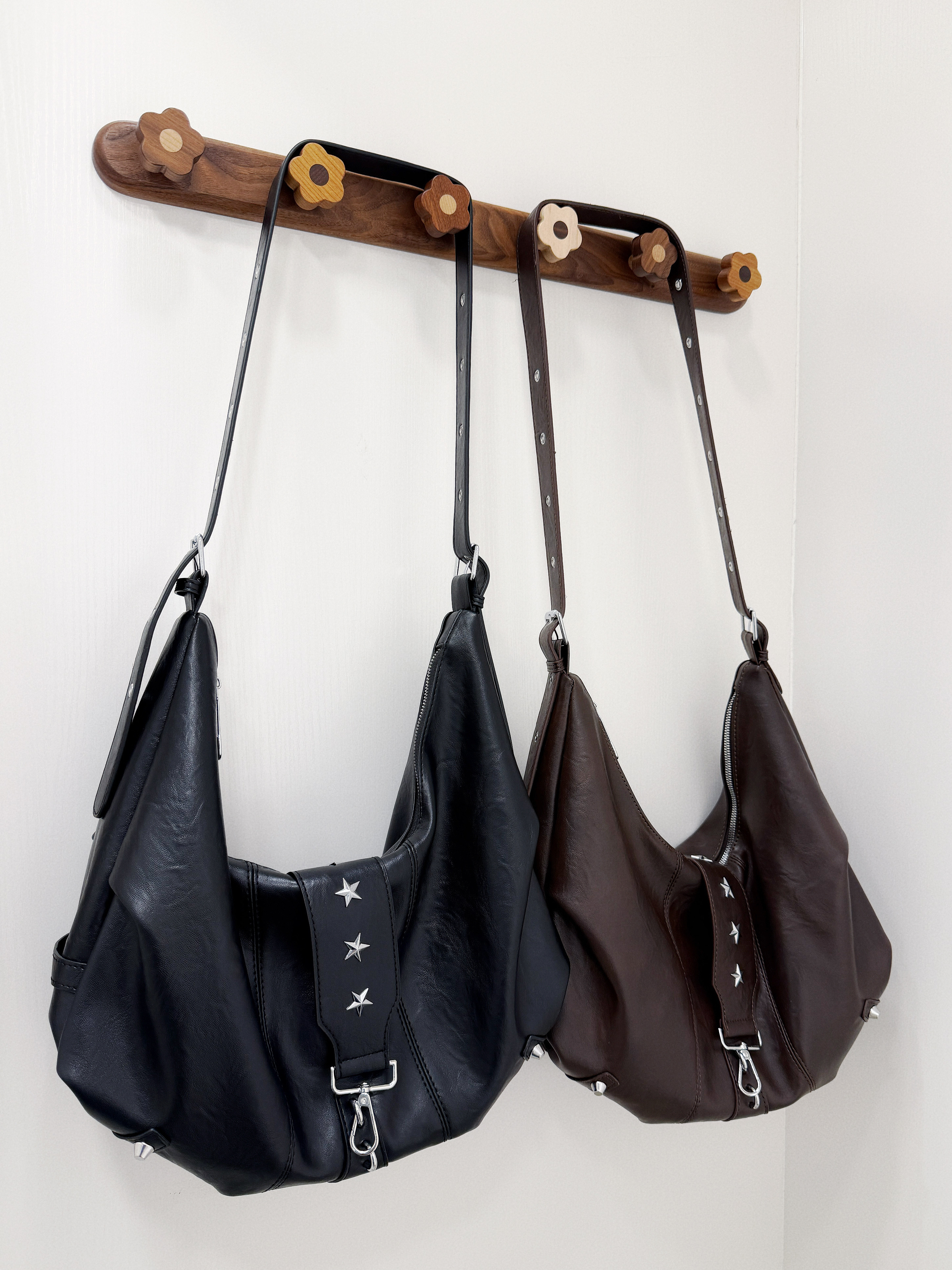 A0320｜型格星星窩釘圈扣肩帶大容量皮袋✮ ⋆ ˚｡𖦹