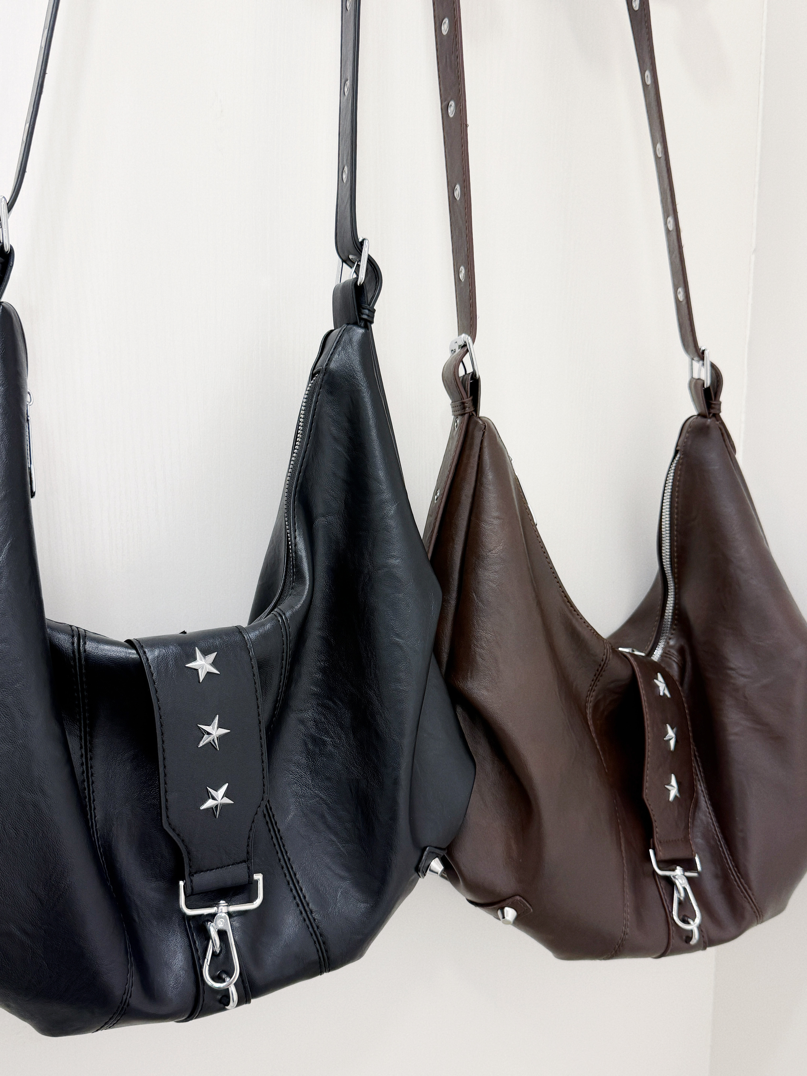 A0320｜型格星星窩釘圈扣肩帶大容量皮袋✮ ⋆ ˚｡𖦹