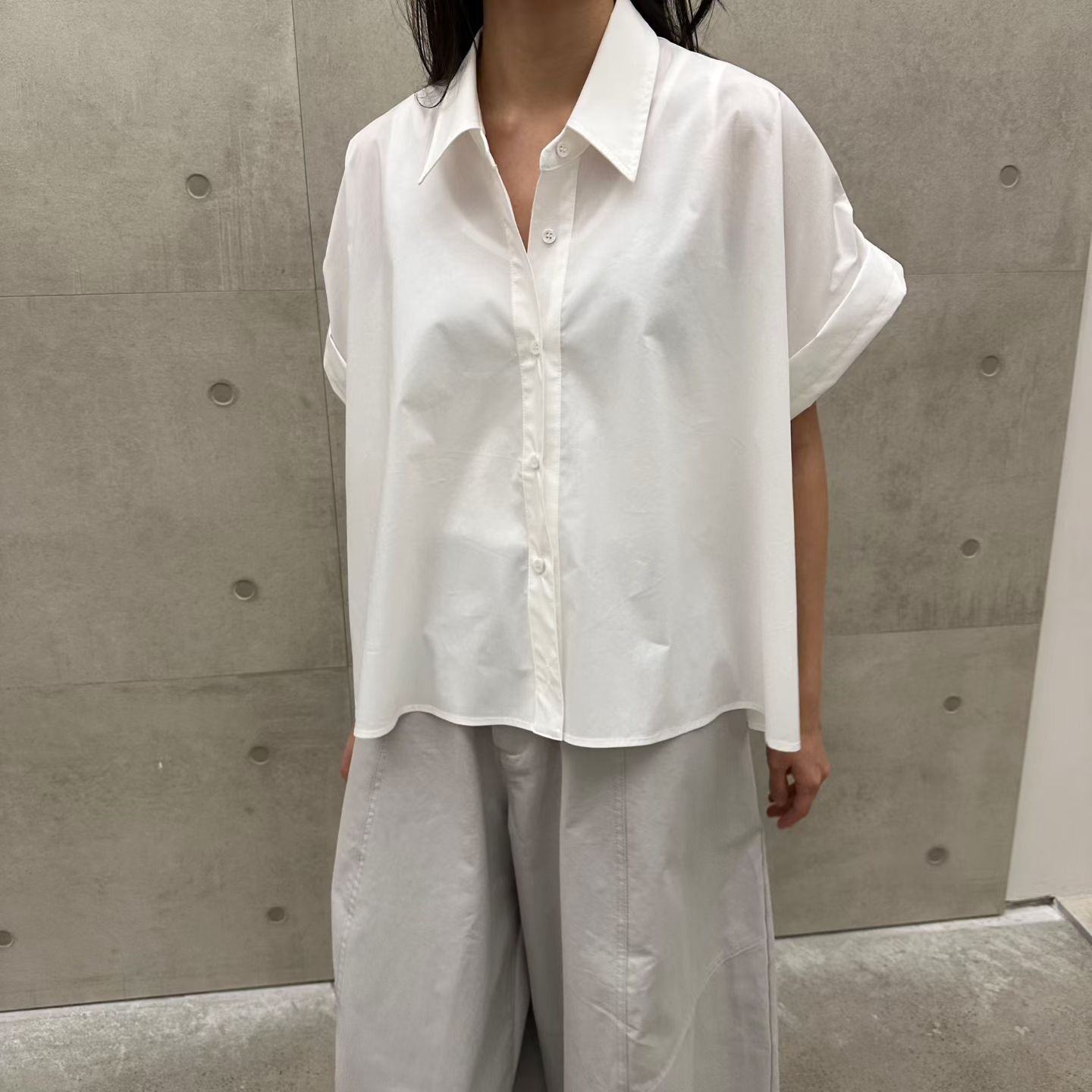 EY6014 休閑個性翻領排扣短袖襯衫