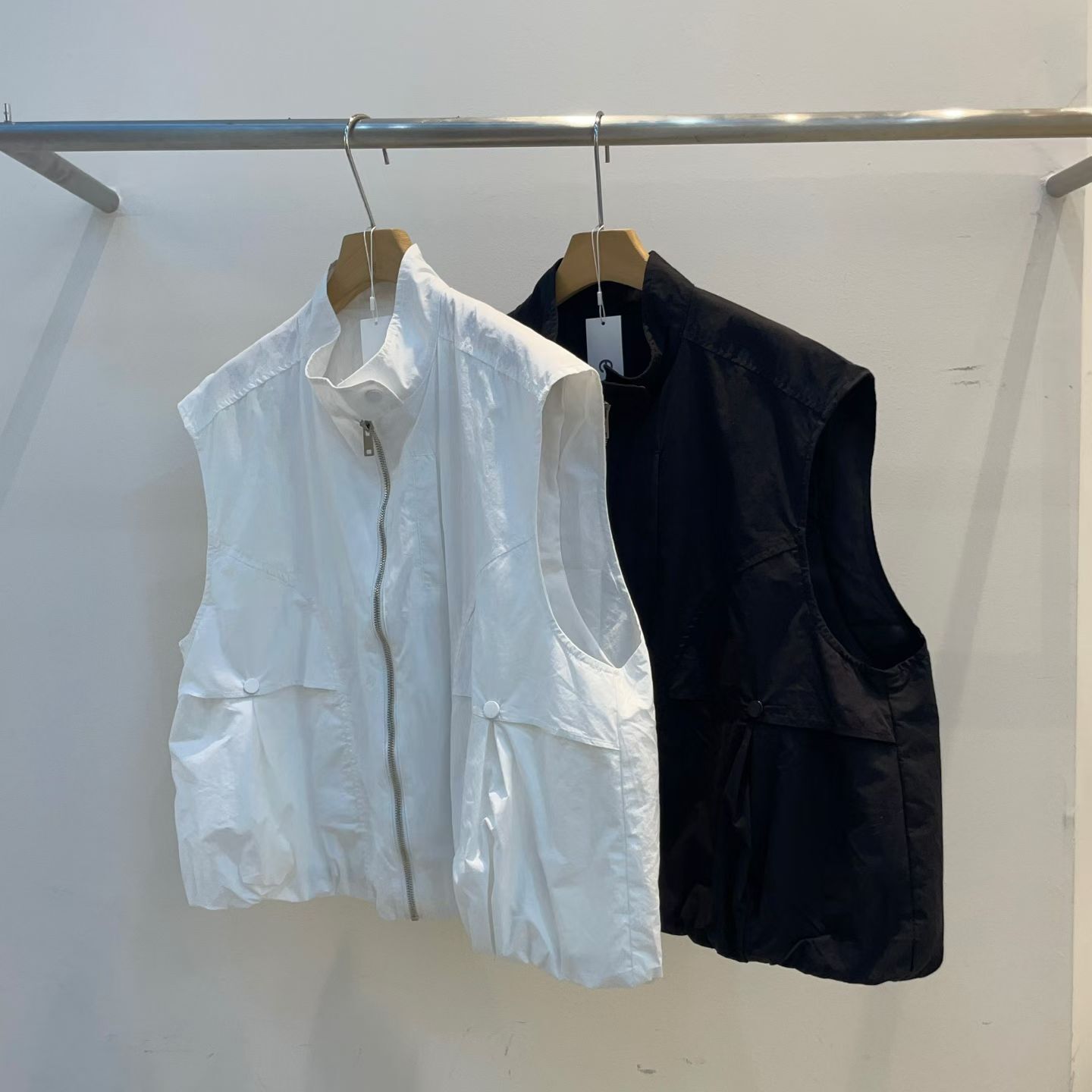 EY6017 泡泡企領拉鏈背心外套