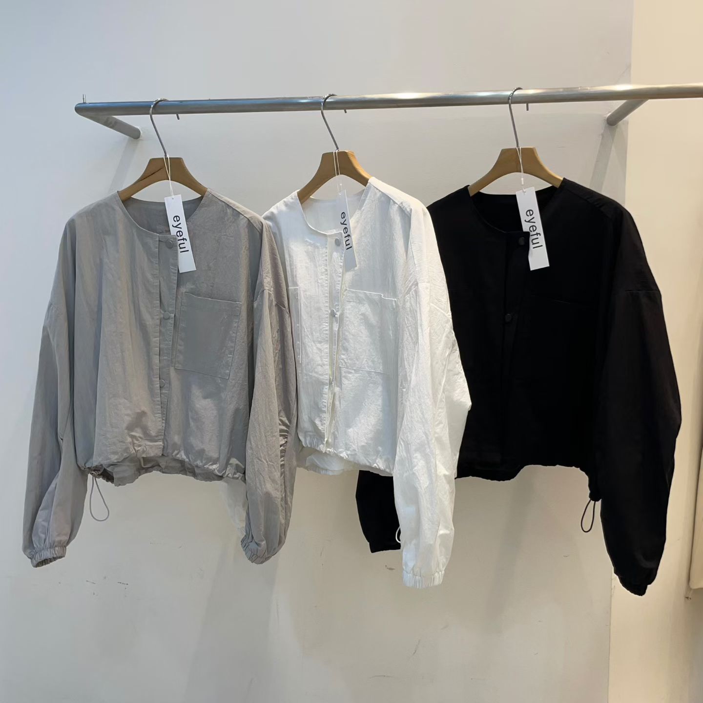 EY6018 運動風單口袋束腰啪鈕外套