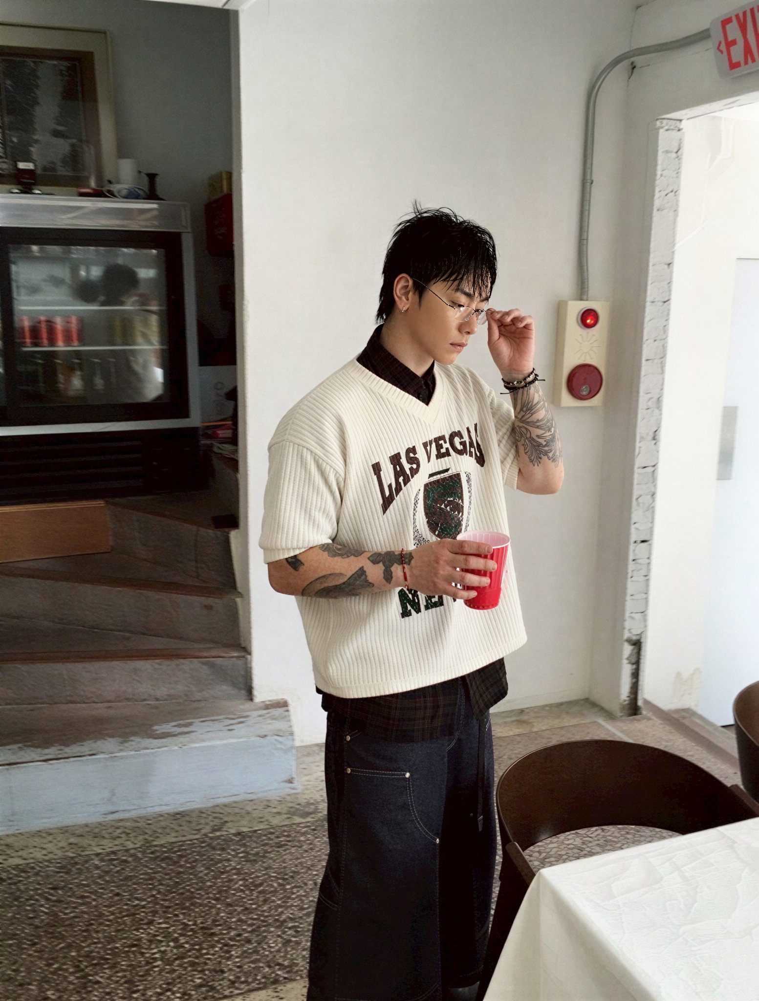 LAS VEGAS 剝落感 寬鬆 短袖