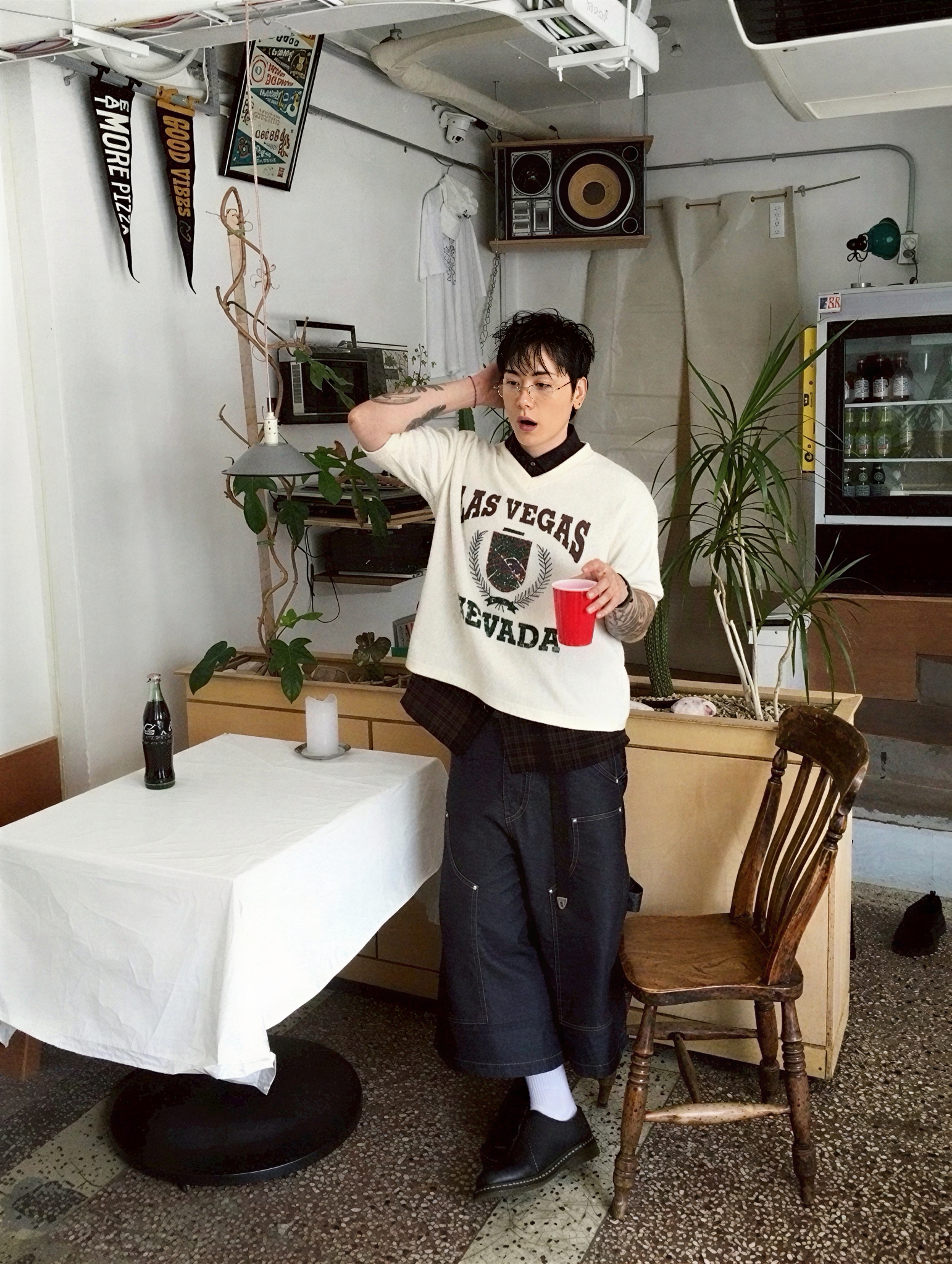 LAS VEGAS 剝落感 寬鬆 短袖