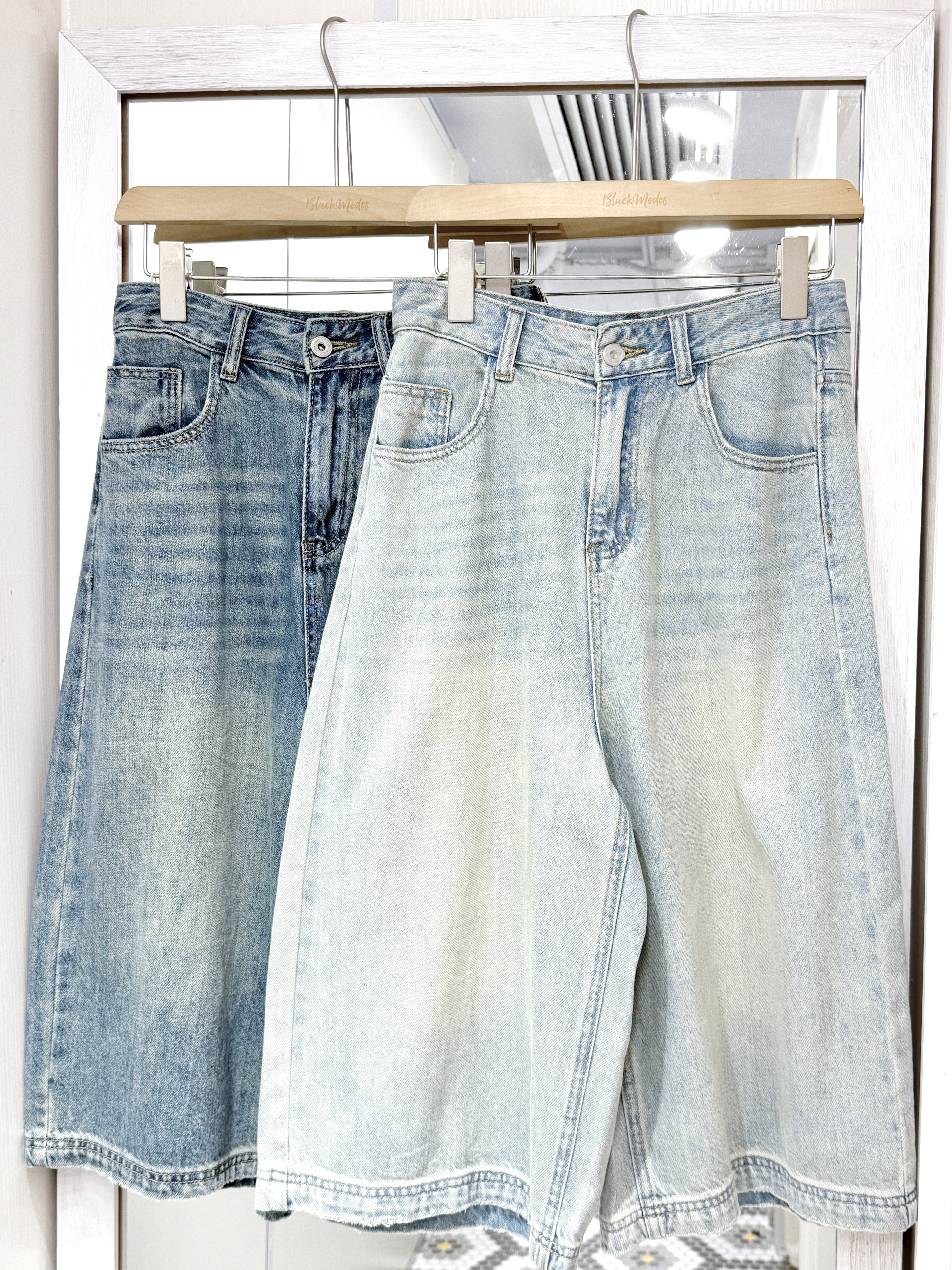 P0263｜Unisex复古洗水色7分牛仔短褲 🪣 彡♡