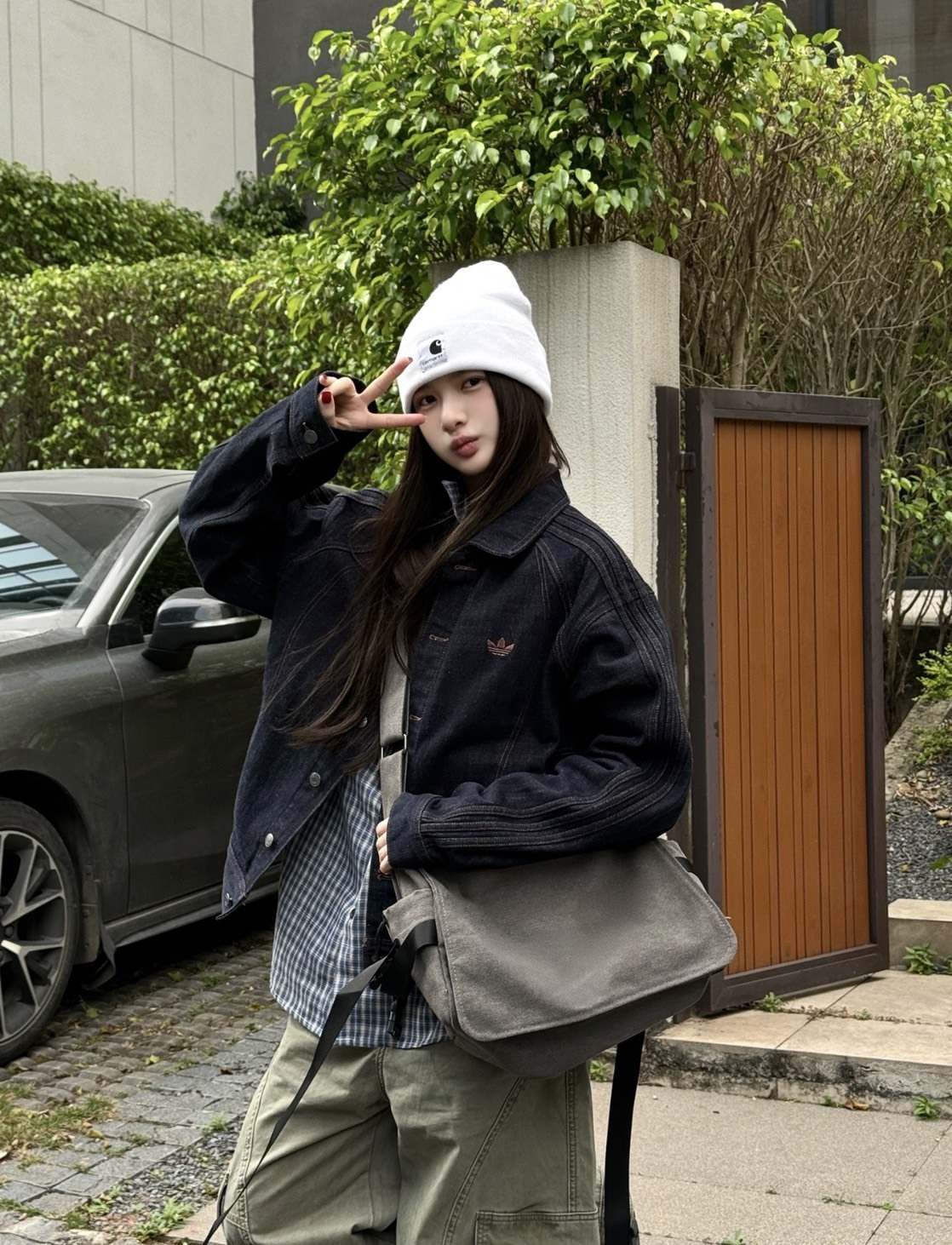 【代購】adidas Originals V-DAY 丹寧工裝外套 經典三葉草 KT6338