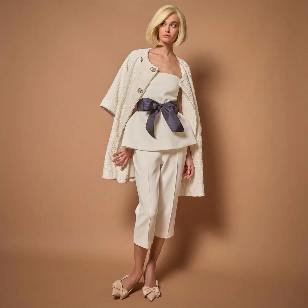 1EA0408-189 [EDWARD ACHOUR] Architectural White Capris #100918/1063 (EU)