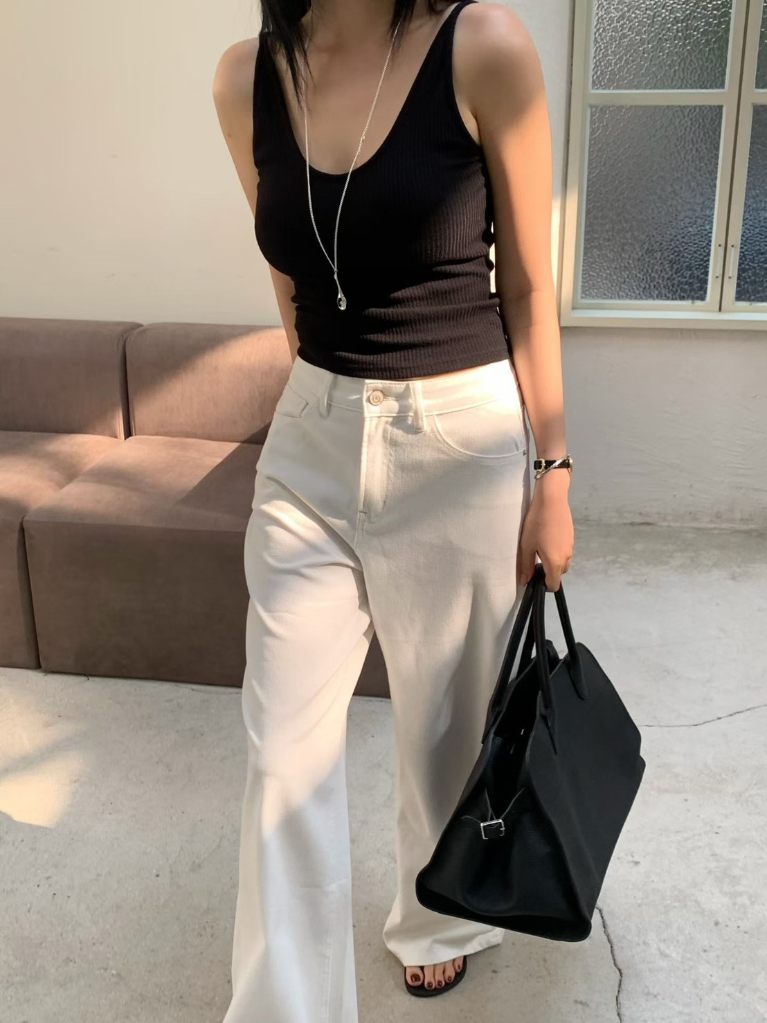 U領細肩羅紋bratop背心