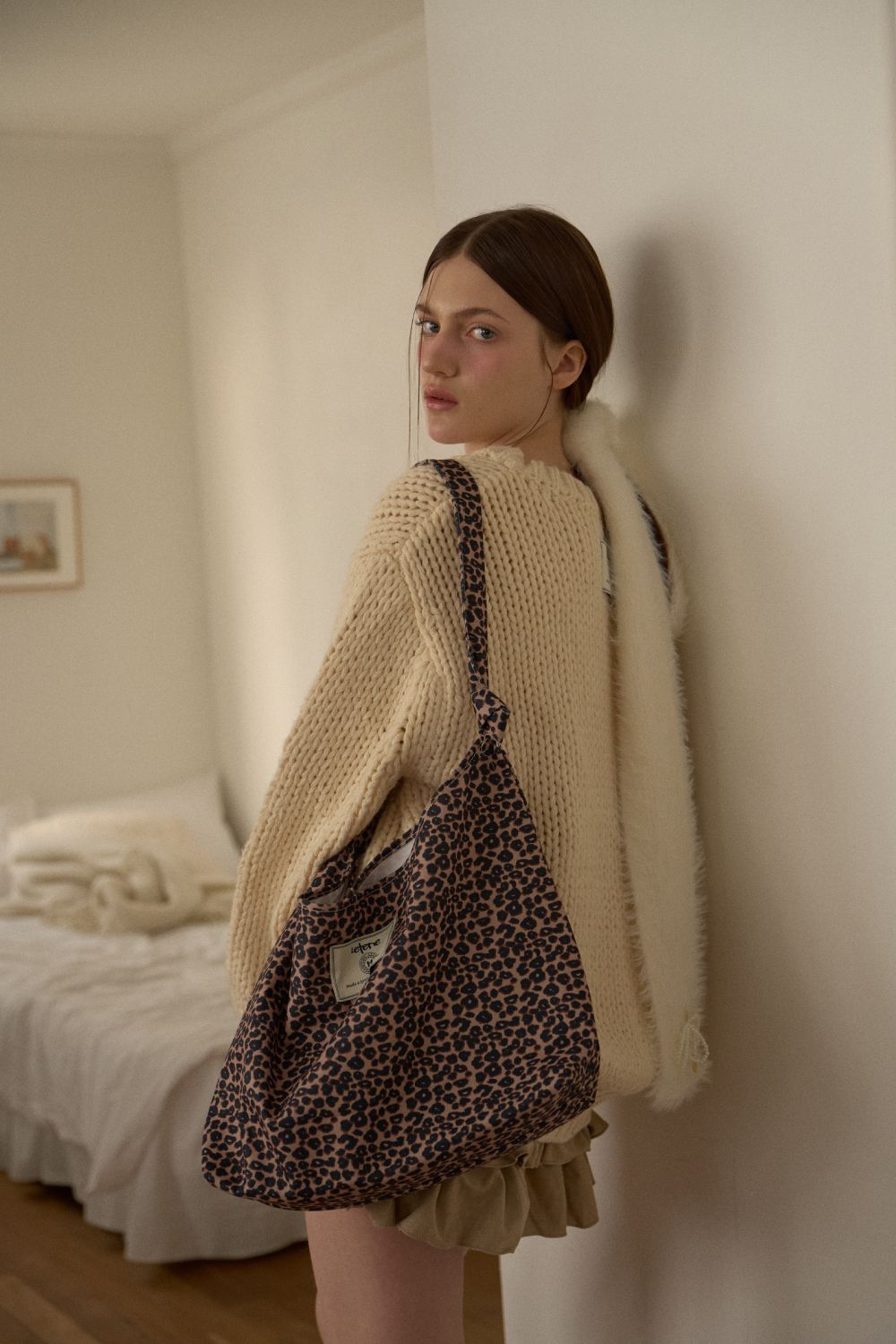 LETERIE 豹紋斜背包 棕色 LEOPARD