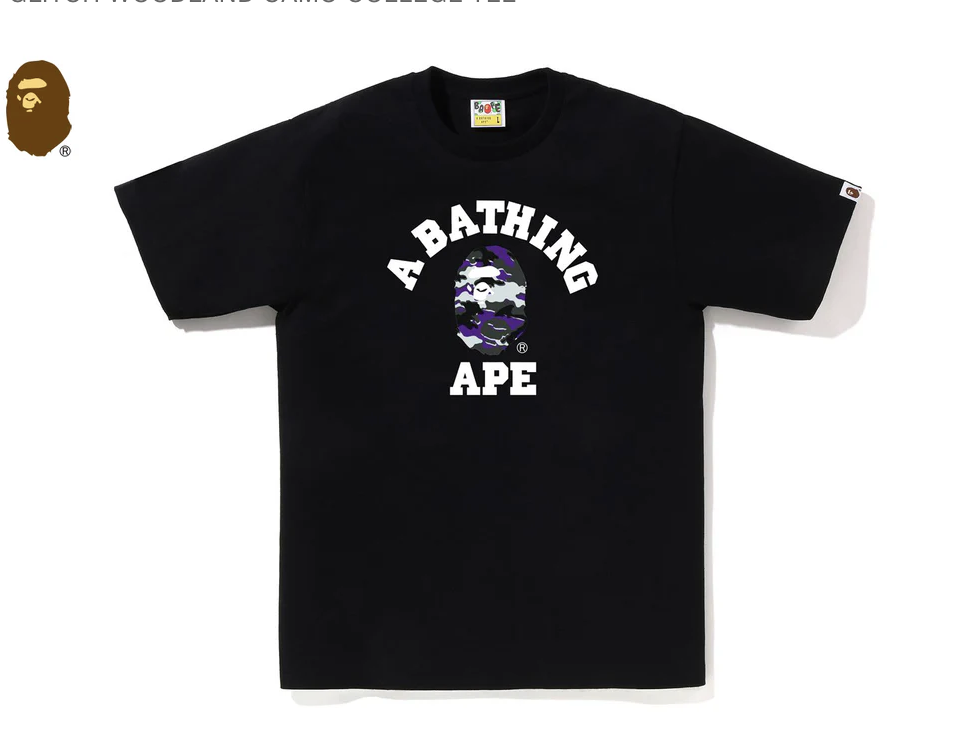 【BAPE】0404發售GLITCH WOODLAND CAMO COLLEGE TEE