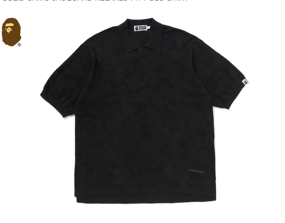【BAPE】0404發售 寬版SOLID CAMO JACQUARD RELAXED FIT POLO SHIRT
