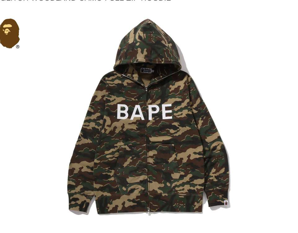 【BAPE】0404發售GLITCH WOODLAND CAMO FULL ZIP HOODIE