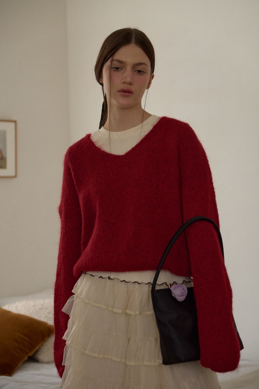 LETERIE 花飾托特包 黑色 LETERIE CORSAGE TOTE BAG_BLACK