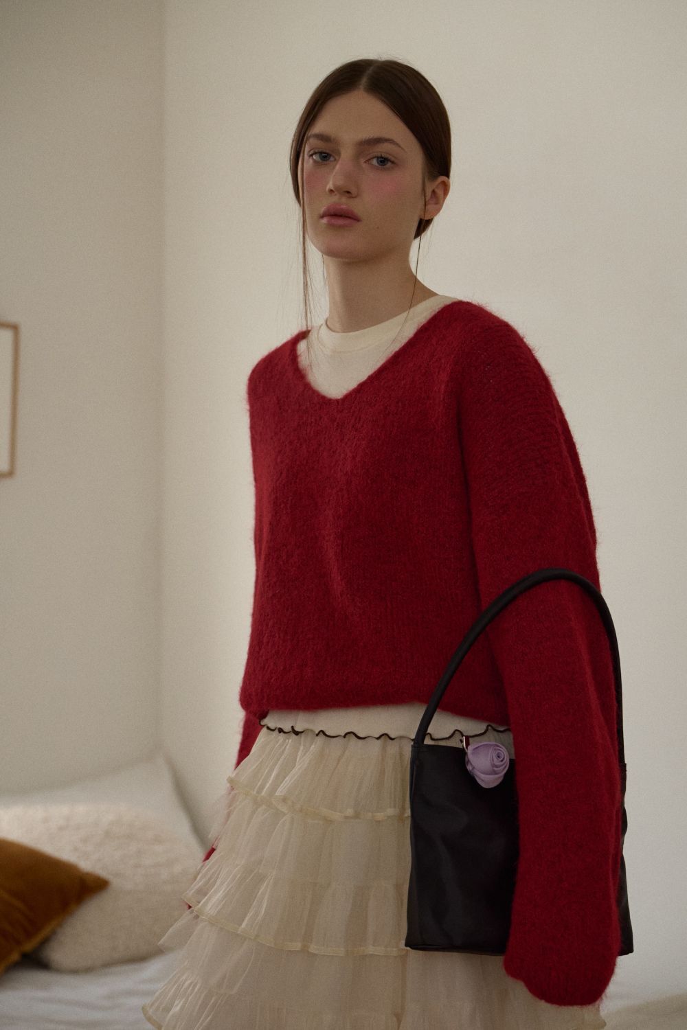 LETERIE 花飾托特包 黑色 LETERIE CORSAGE TOTE BAG_BLACK