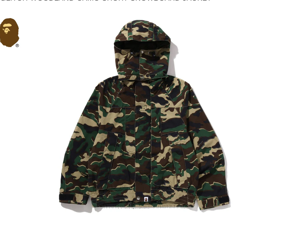 【BAPE】0404發售GLITCH WOODLAND CAMO SHORT SNOWBOARD JACKET