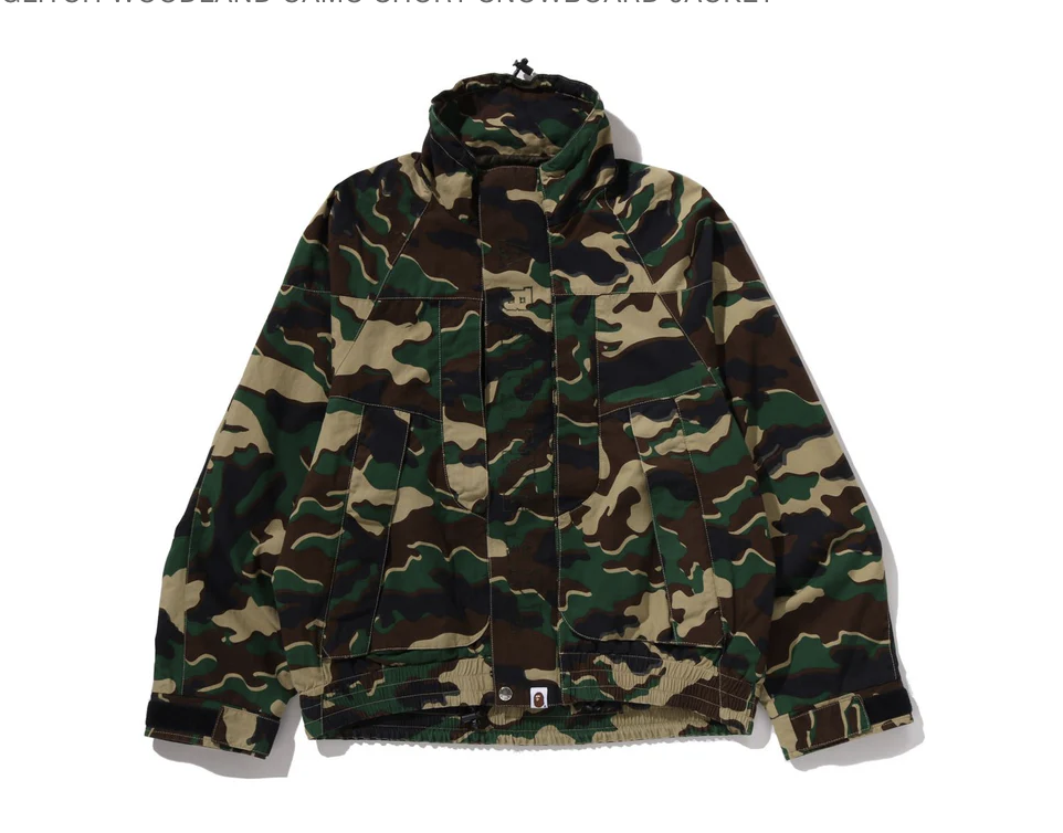 【BAPE】0404發售GLITCH WOODLAND CAMO SHORT SNOWBOARD JACKET