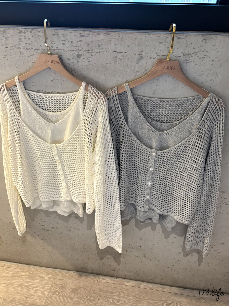 氣質寬鬆針織背心外罩兩件組(2色)