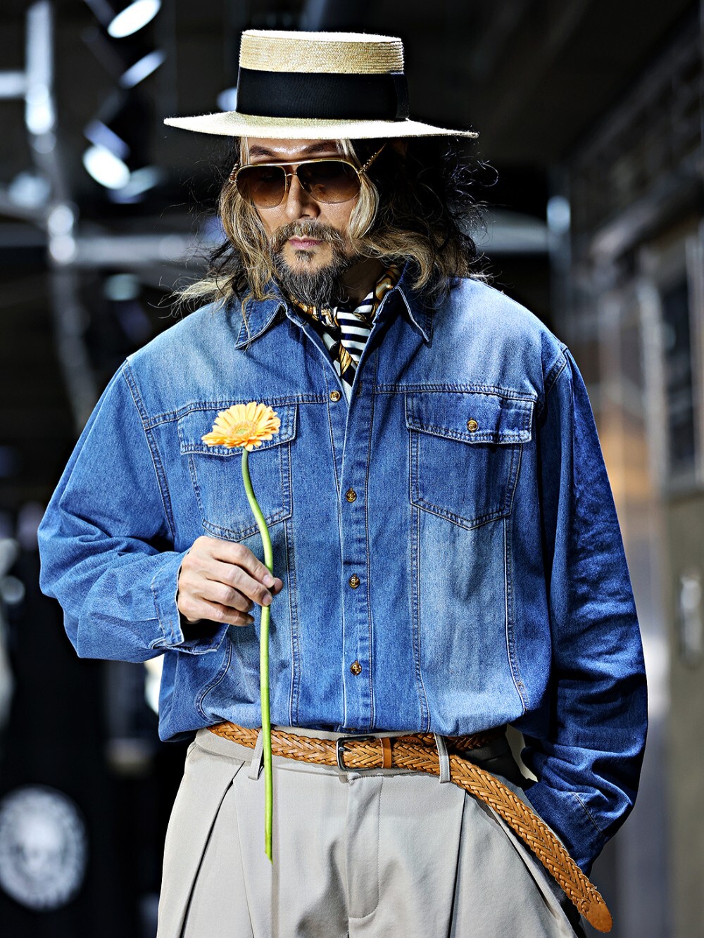 水洗刷色牛仔襯衫