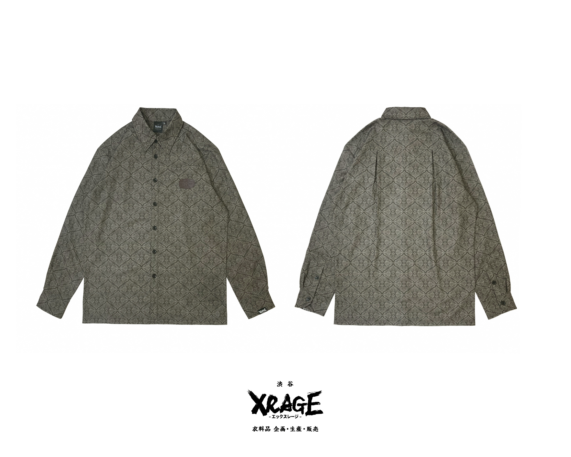 昭和復古花紋長袖襯衫