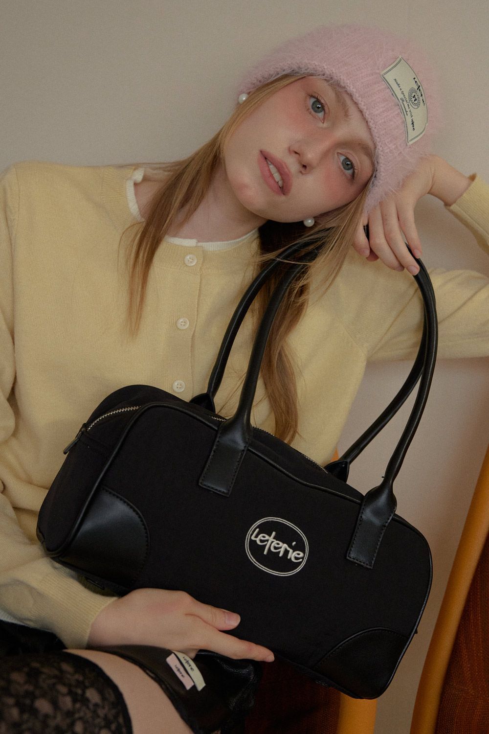 LETERIE 尼龍法棍包 黑色 LETERIE NYLON BAGUETTE BAG_BLACK