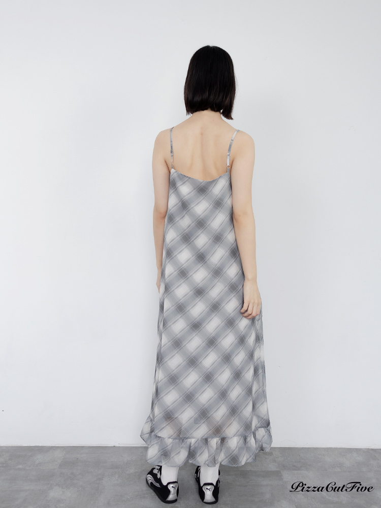 格紋斜擺細肩洋裝 PizzaCutFive PCF262487056