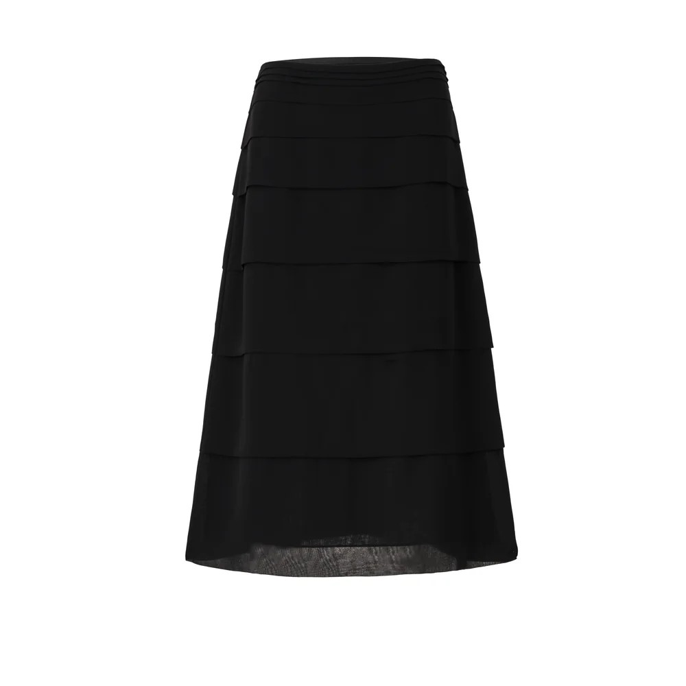 1EA0408-196 [EDWARD ACHOUR] Tiered Sheer Midi Skirt Black #101102/1027 (EU)