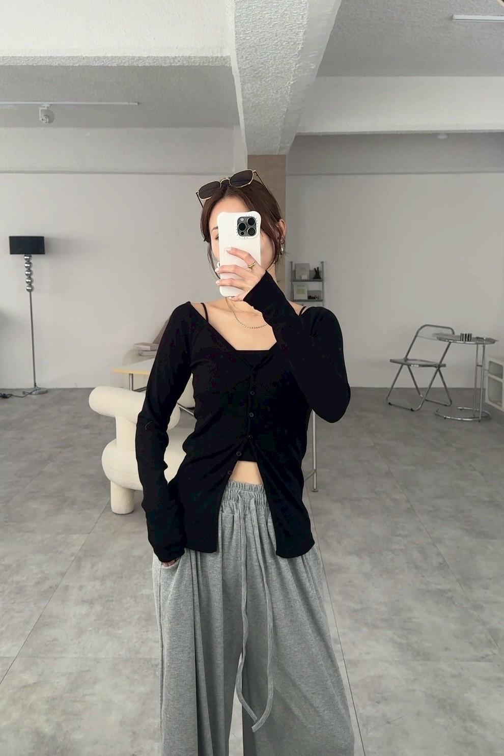 超舒服坑條綁帶棉寬褲 HB10