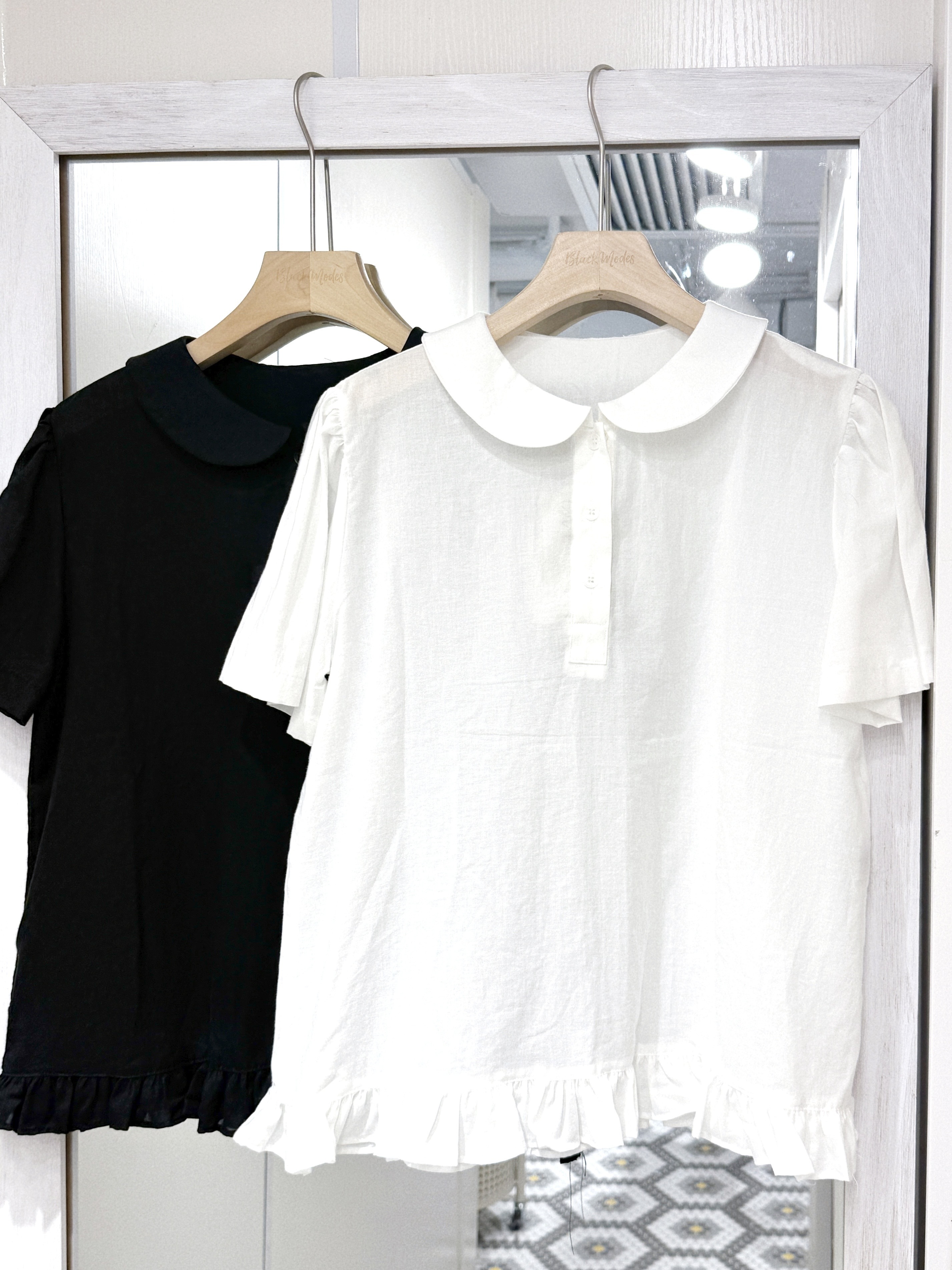 T1389｜元氣娃娃領ruffle邊短袖上衣🐇₊·🫧⋆꙳